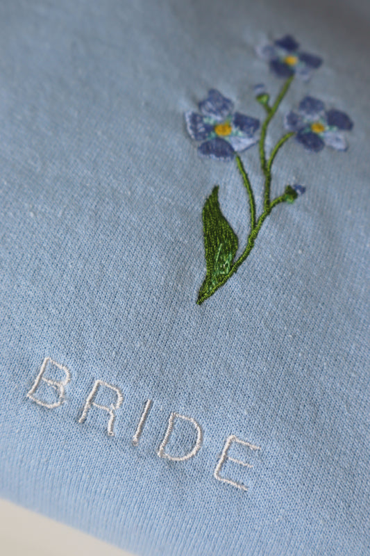 BRIDE Forget Me Not Embroidered 'Something Blue' Sweatshirt